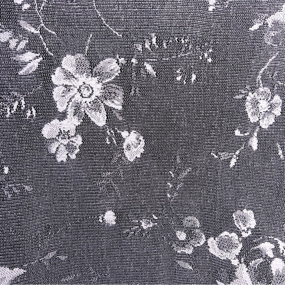 Vintage 90s Medium Eyeshadow Grey White Floral Stretch Top Button Up Half Sleeve - Picture 9 of 12